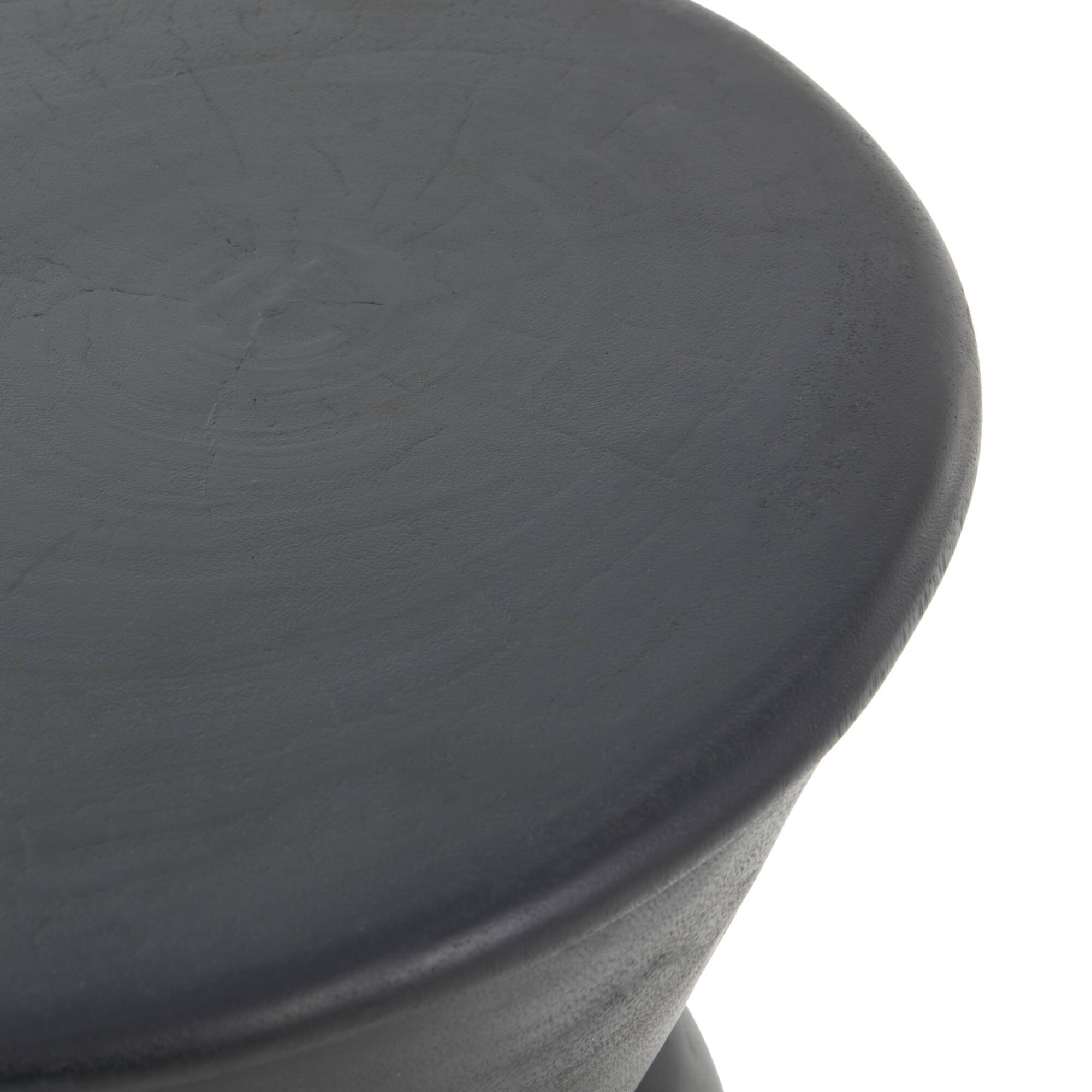 18" Black Wood Handmade Carved Hourglass Accent Table with 3D Ring Center